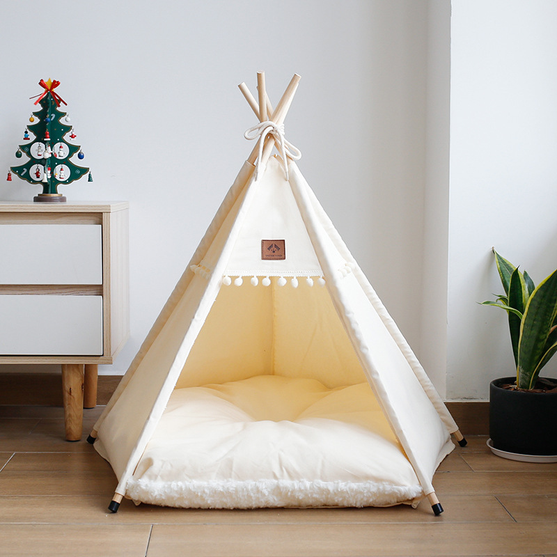 Stylish And Simple Elevated Solid Wood Four Seasons Pet Cat And Dog Tent Portable Dog House