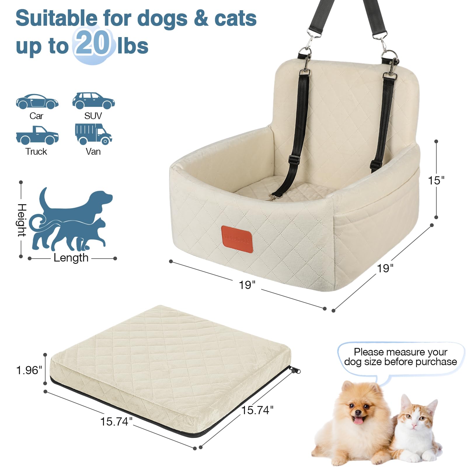 Dog Booster Car Seat - Comfortable Portable Ideal for Pet Travel