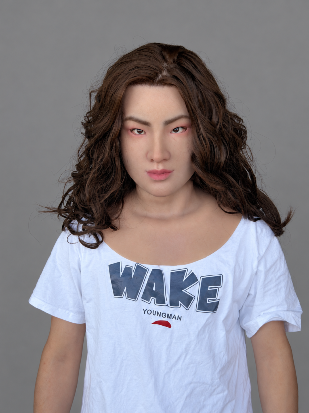 Silicone Mask of a Woman with Long, Wavy Hair