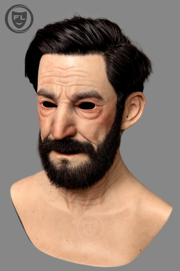 Hyper realistic silicone mask with natural beard texture