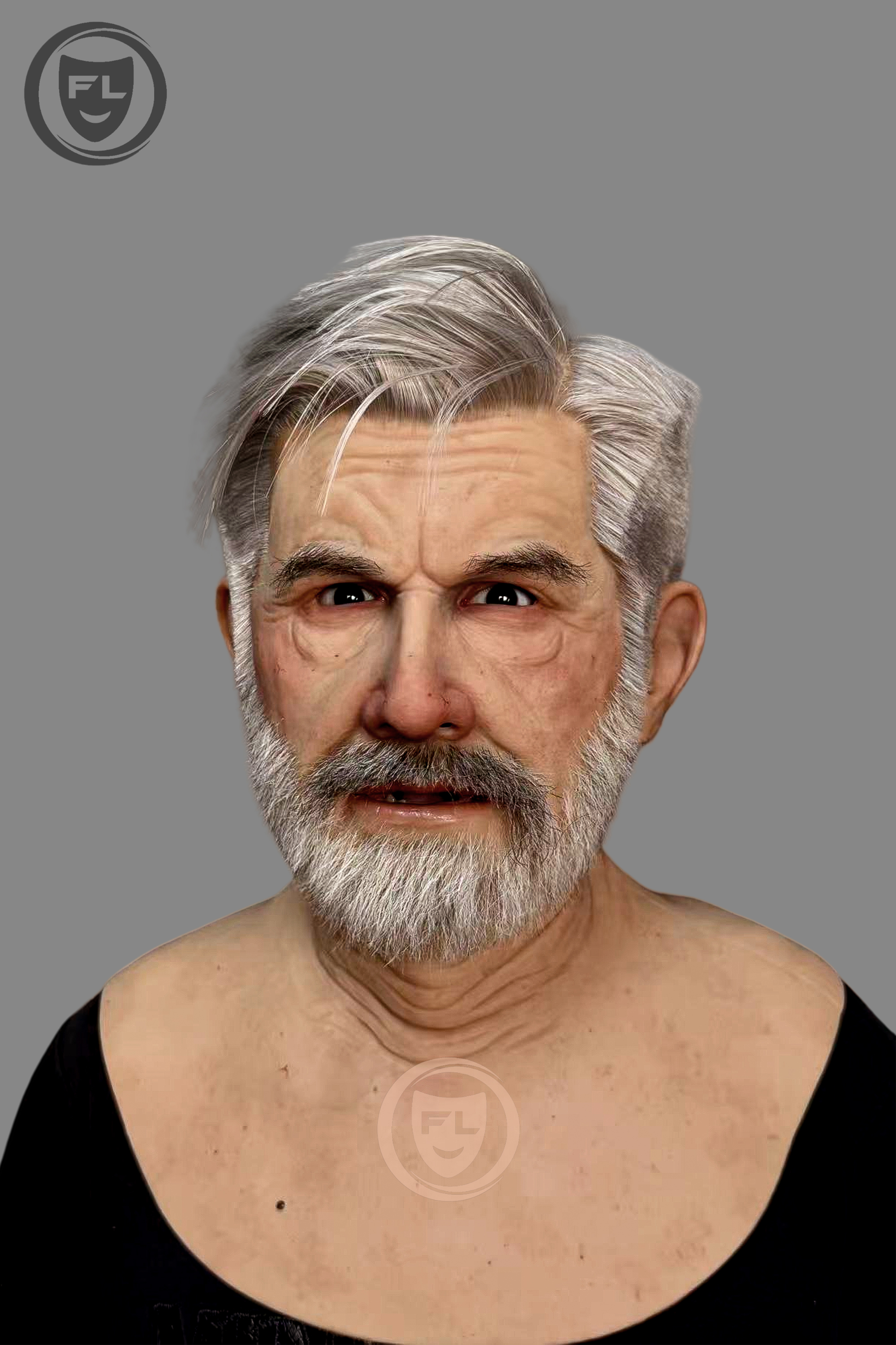 Ente Ultra Realistic Elderly Male Silicone Mask – Full Head Cosplay & Film Prop
