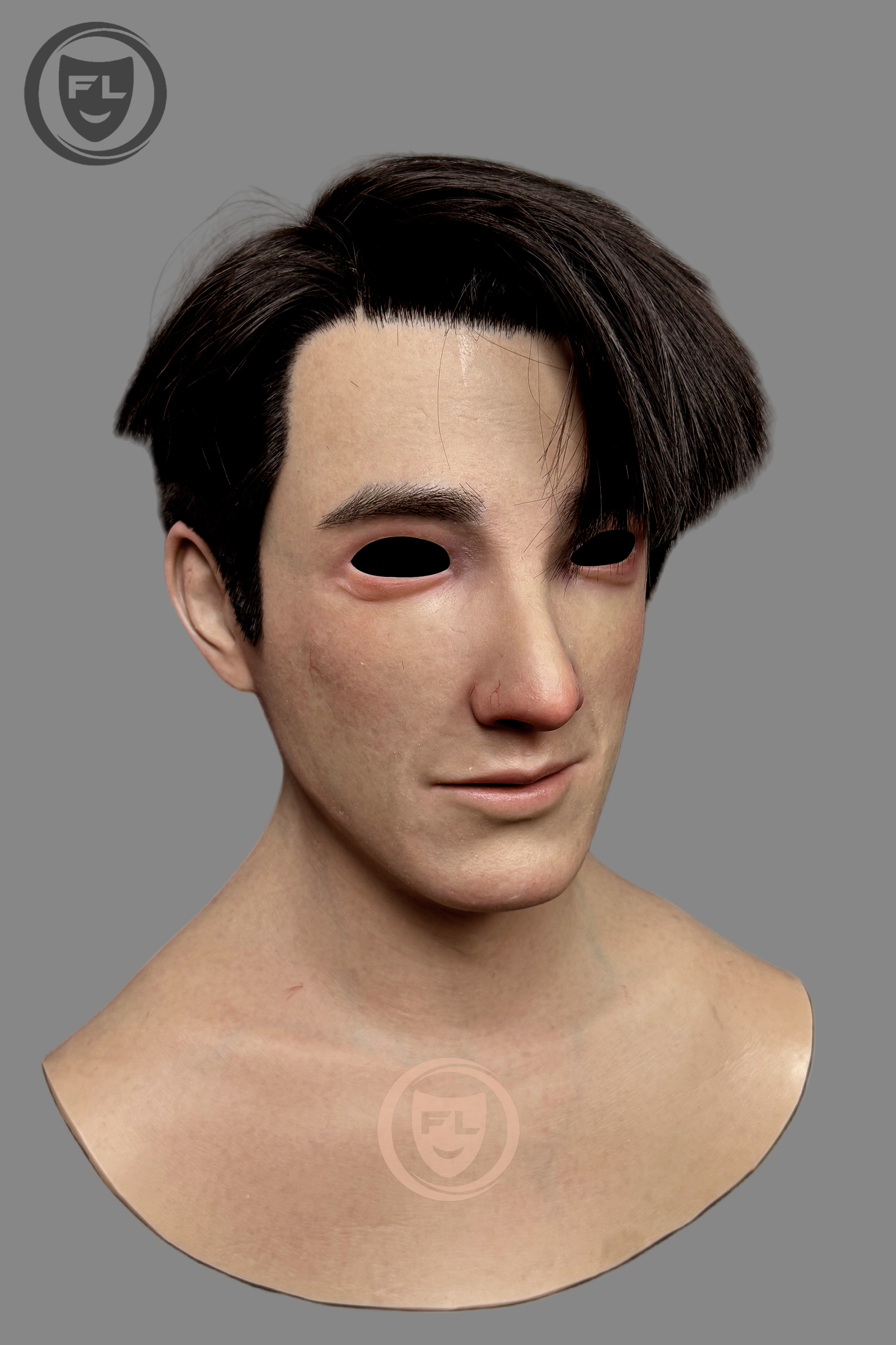 Hyper-Realistic  Male Silicone Mask - Young Handsome Guy with Black Hair
