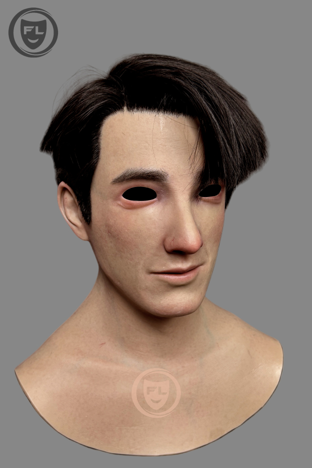 Young male silicone mask side profile