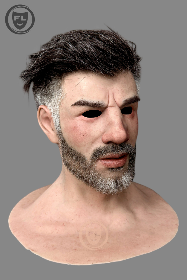 Full head elderly male silicone cosplay mask