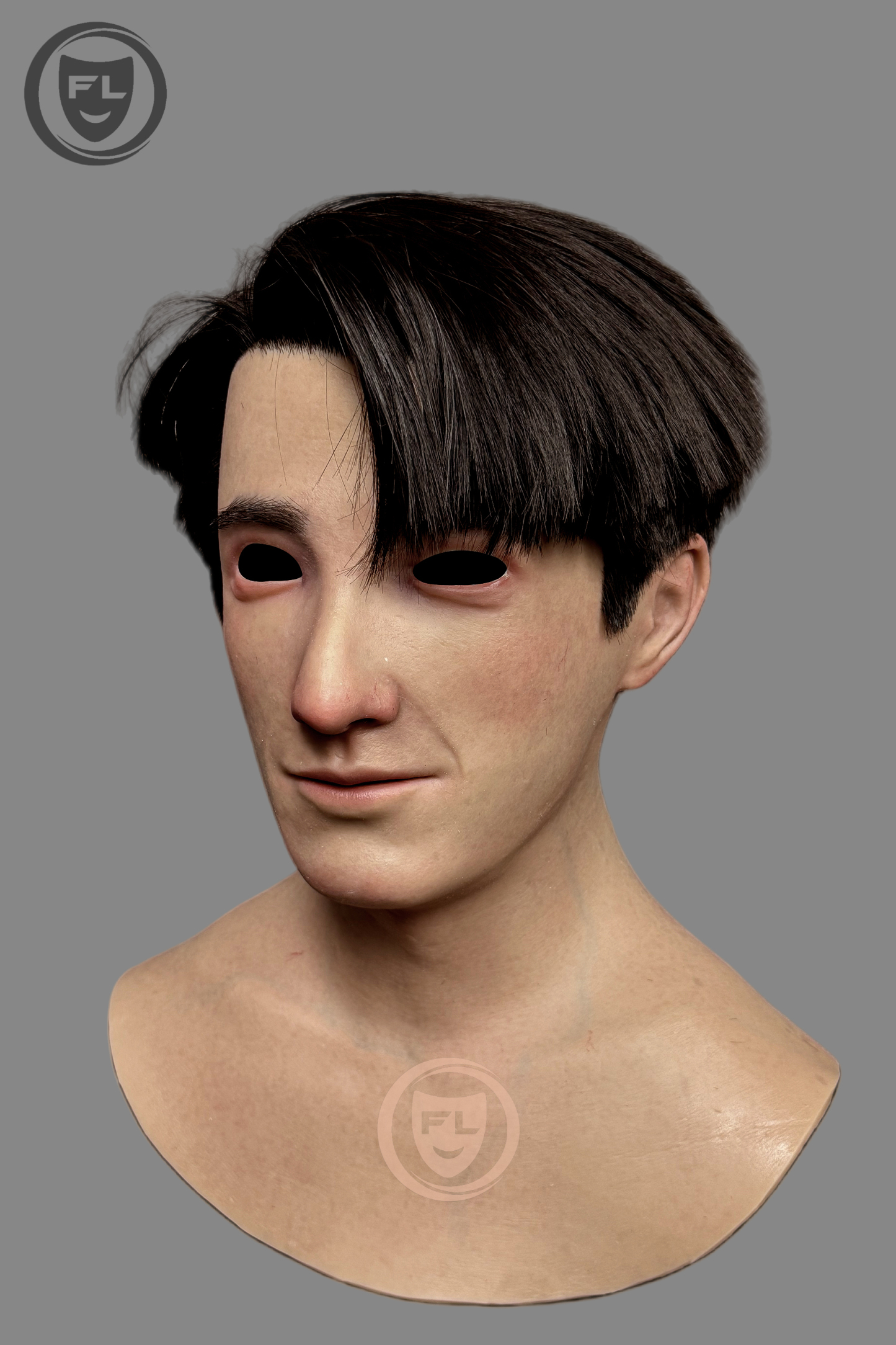 Hyper-Realistic  Male Silicone Mask - Young Handsome Guy with Black Hair