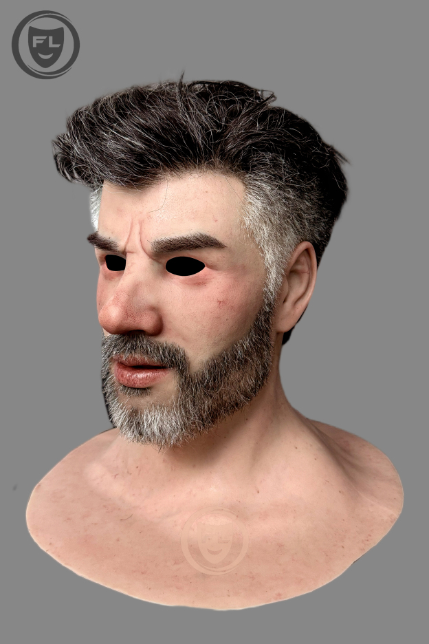 Ultra realistic elderly silicone mask side profile