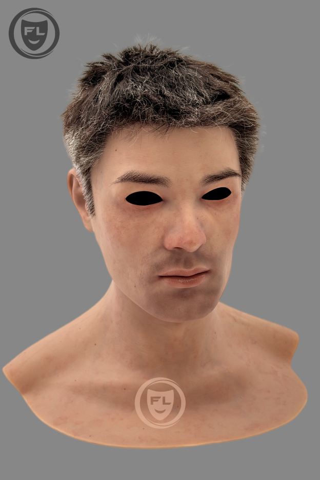 Hyper realistic male silicone mask side profile