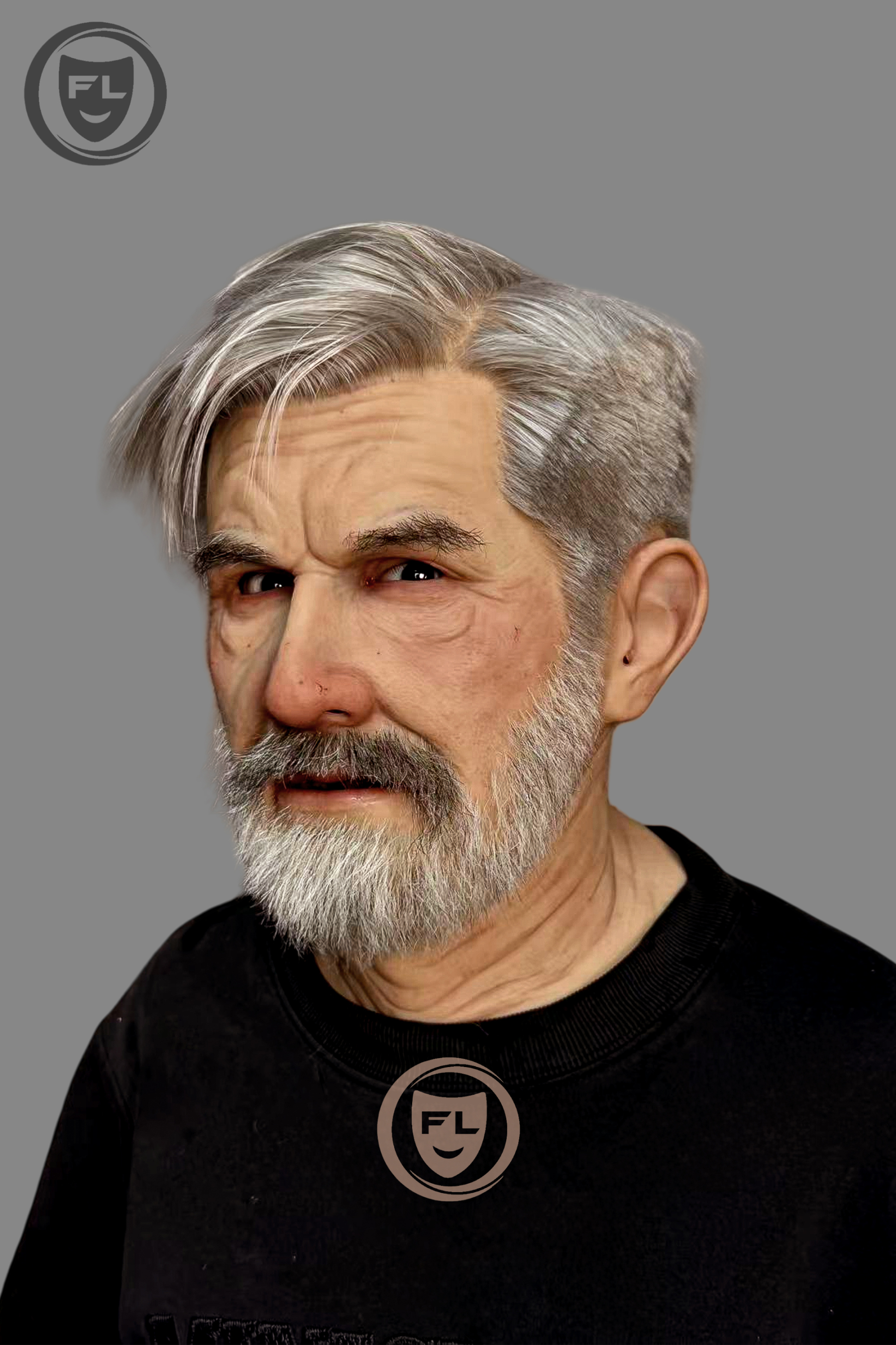 Ente Ultra Realistic Elderly Male Silicone Mask – Full Head Cosplay & Film Prop