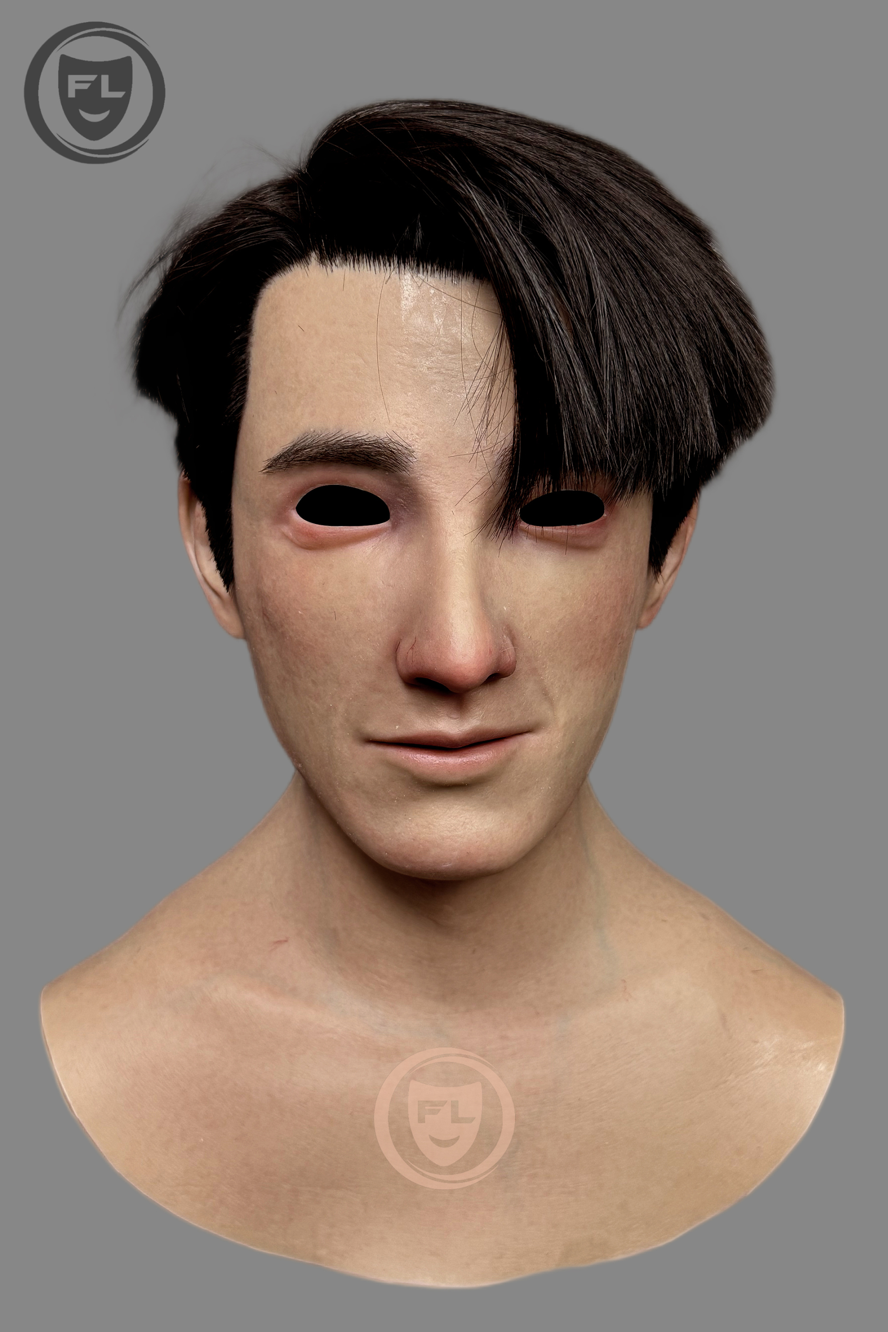 Hyper-Realistic  Male Silicone Mask - Young Handsome Guy with Black Hair