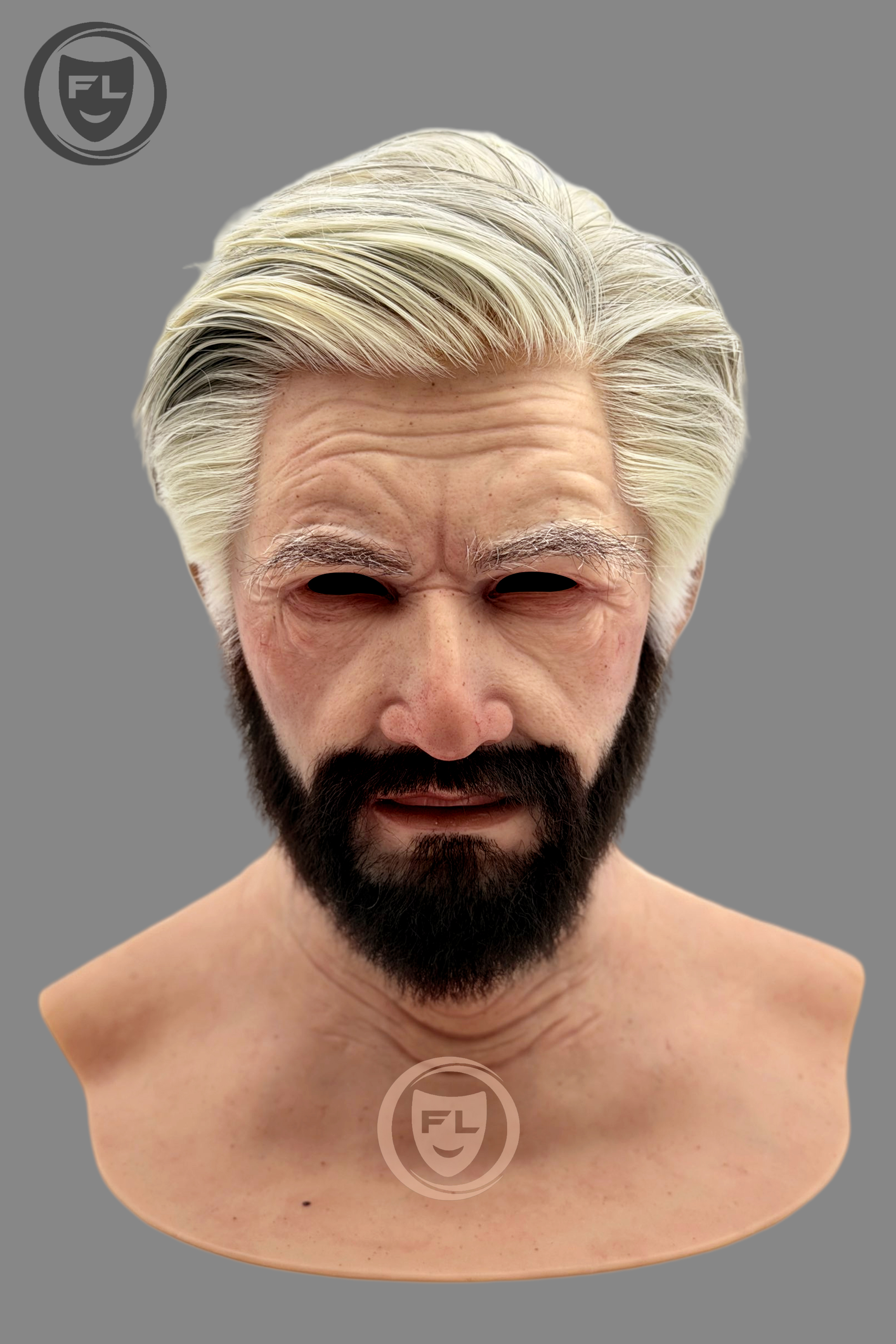Ultra Realistic Silicone Mask with Hair and Beard Full Head Old Man Cosplay Mask