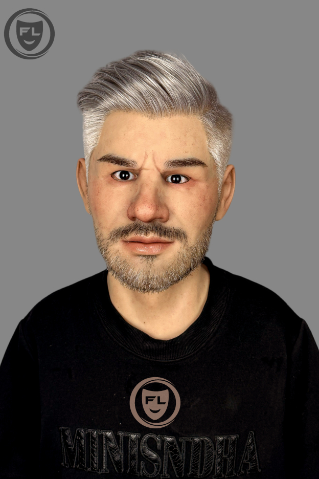 Silver hair cosplay silicone mask wearable view