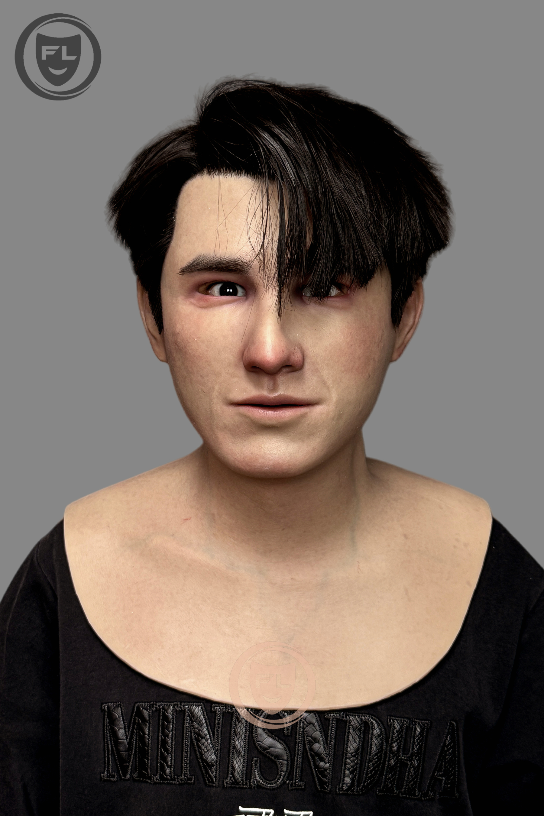Hyper-Realistic  Male Silicone Mask - Young Handsome Guy with Black Hair
