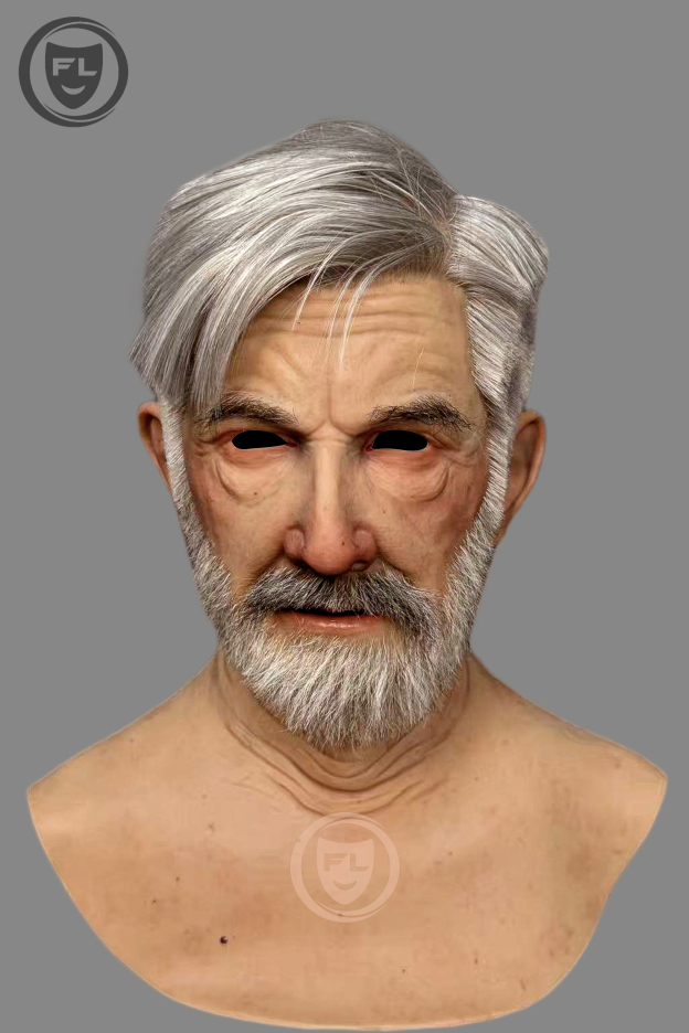 Realistic old man silicone mask portrait