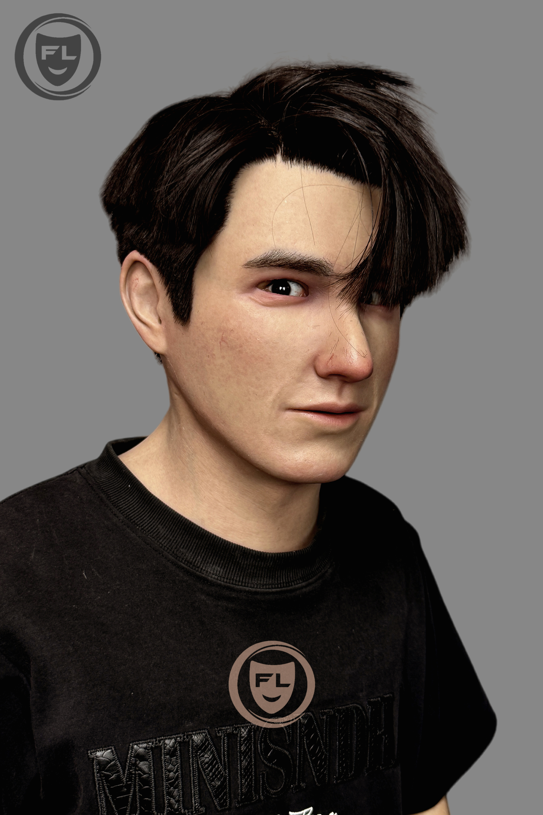 Hyper-Realistic  Male Silicone Mask - Young Handsome Guy with Black Hair