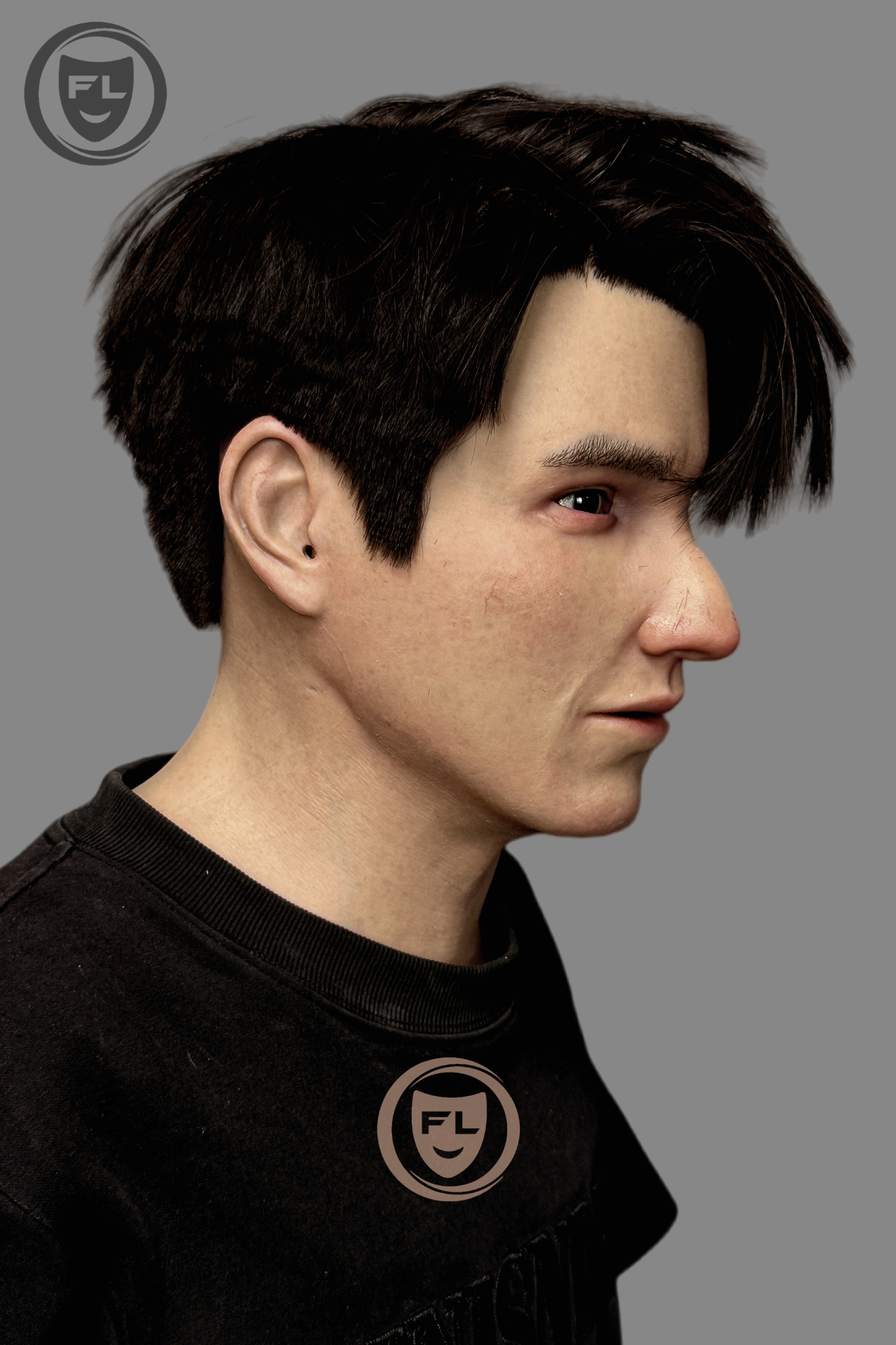 Hyper-Realistic  Male Silicone Mask - Young Handsome Guy with Black Hair