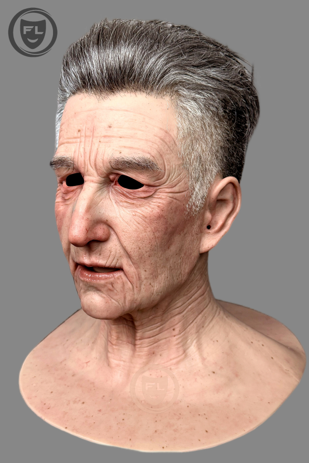 Full head old man silicone mask