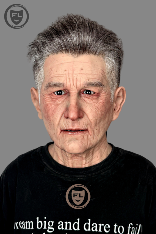 Elderly cosplay silicone mask front view