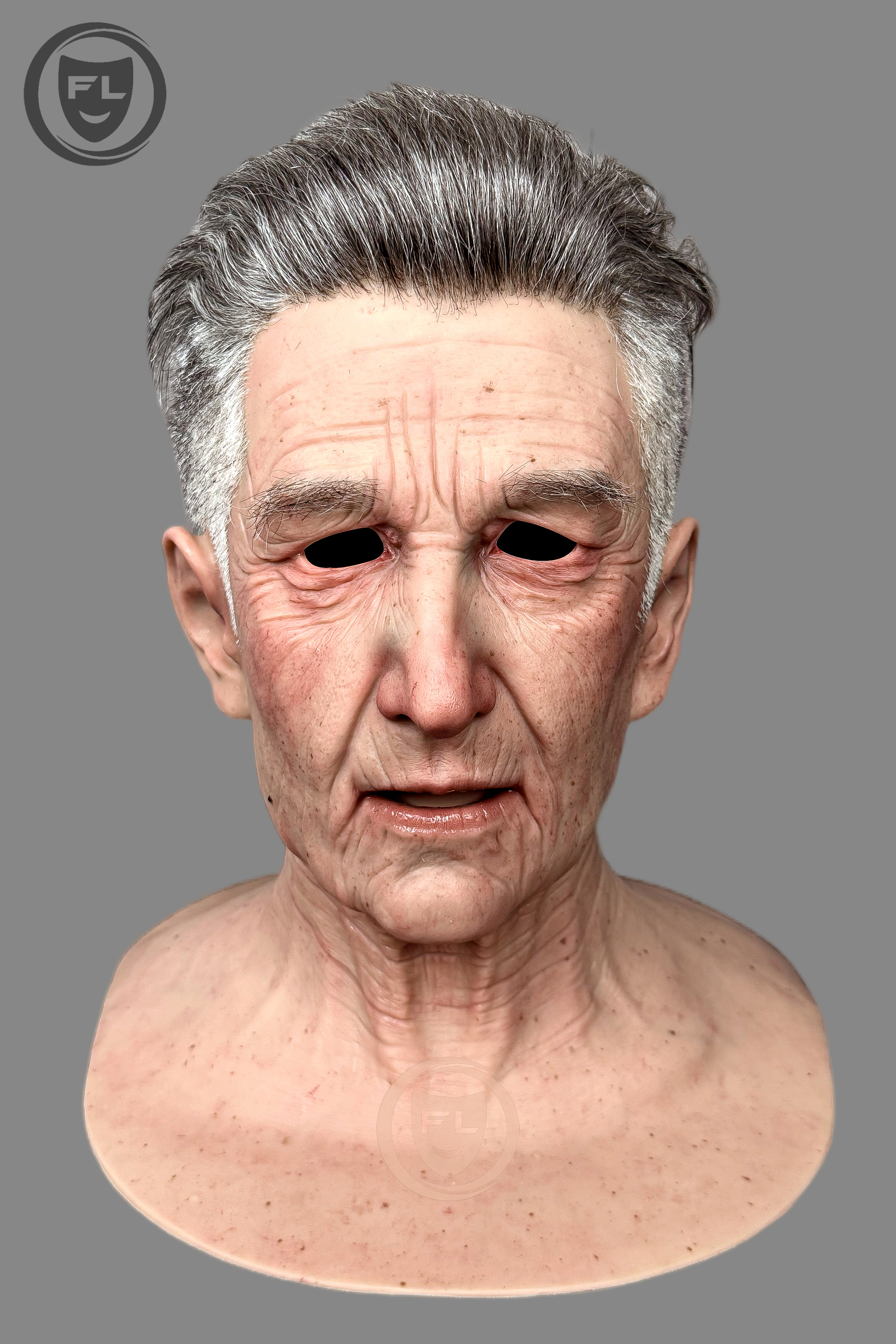 Realistic old man silicone mask portrait