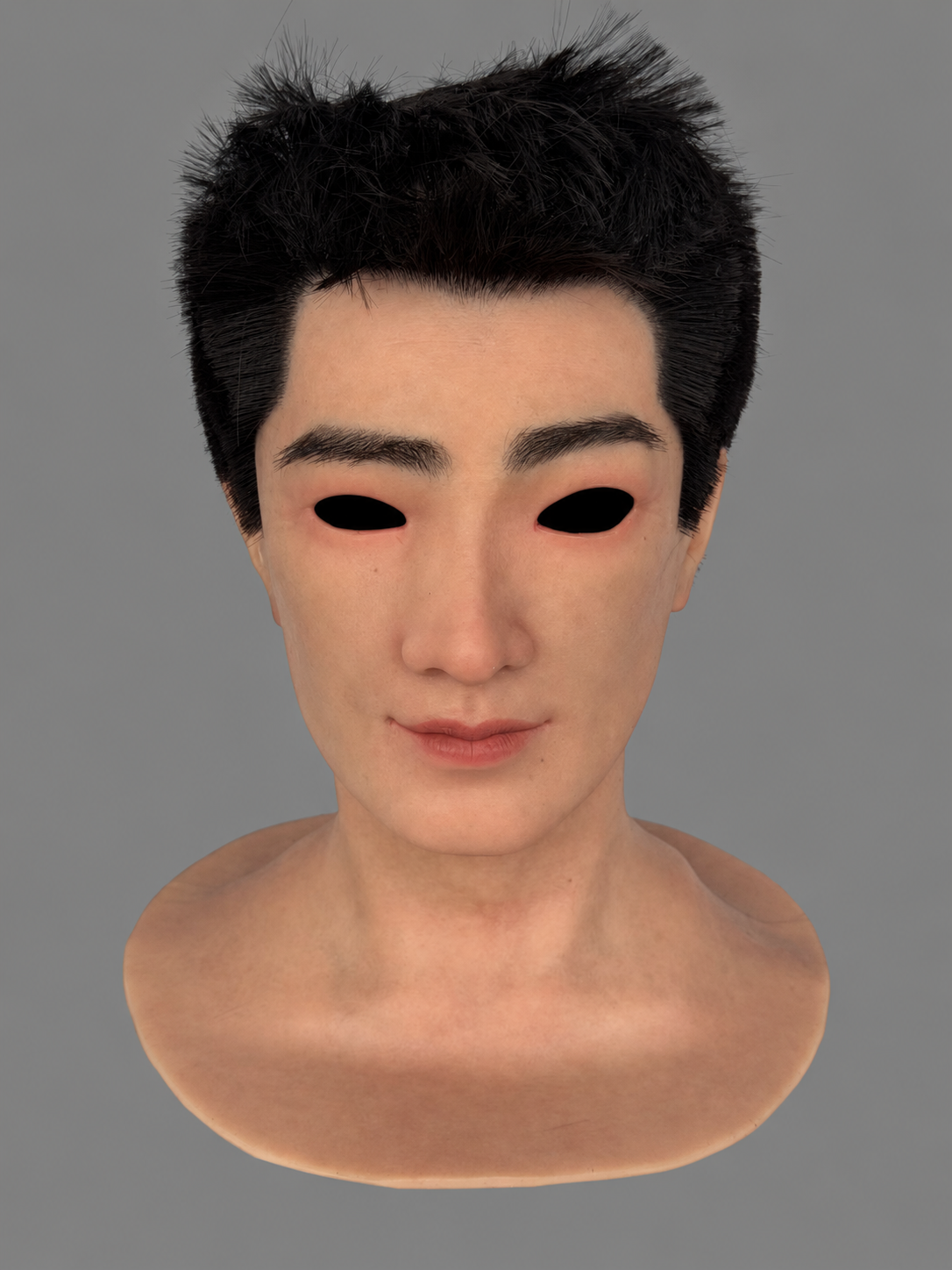 Silicone Mask of a Chinese Woman with Short Hair and Asian Features