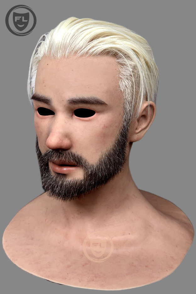 Ultra realistic white hair male mask