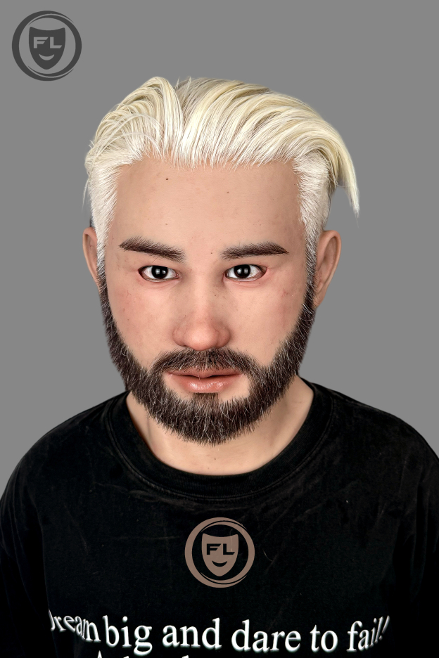 White hair cosplay silicone mask wearable view
