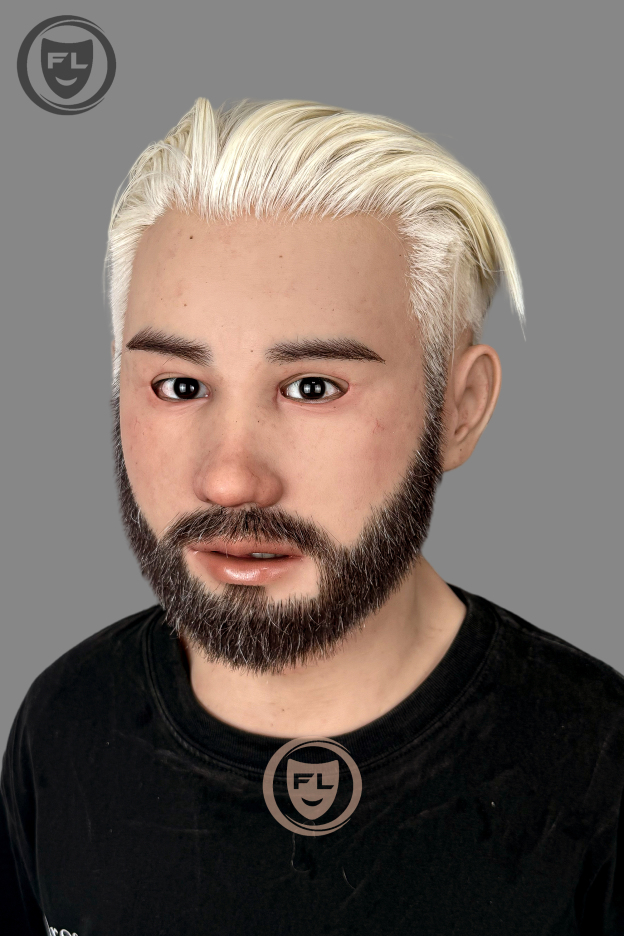 Full head white hair disguise mask