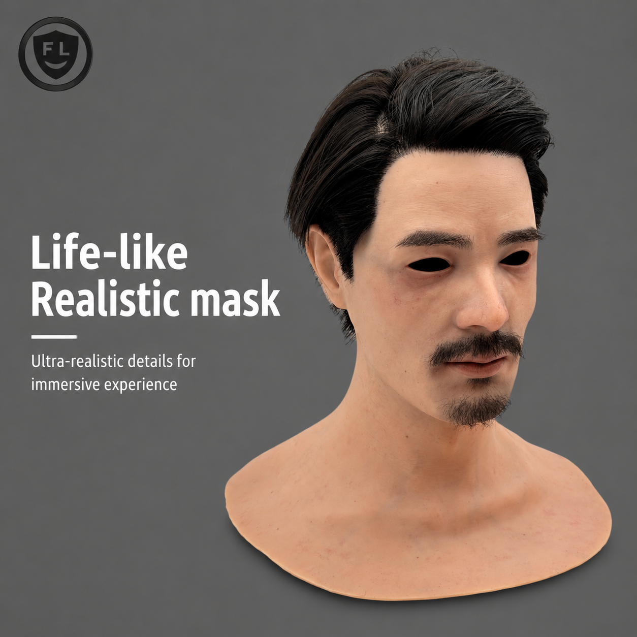 full head Asian cosplay silicone mask side profile