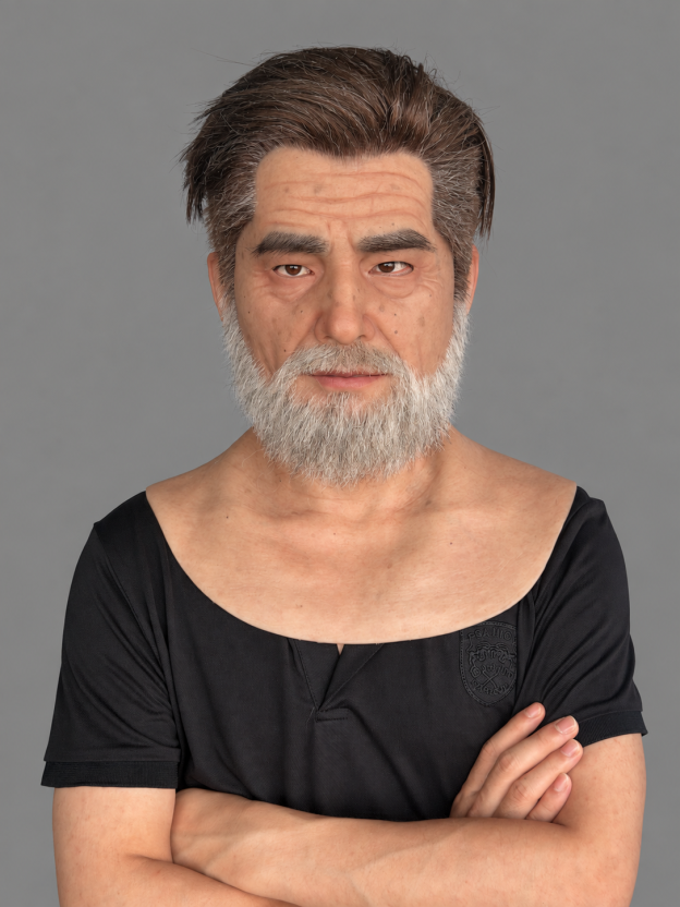 Realistic silicone old man mask with hair and beard