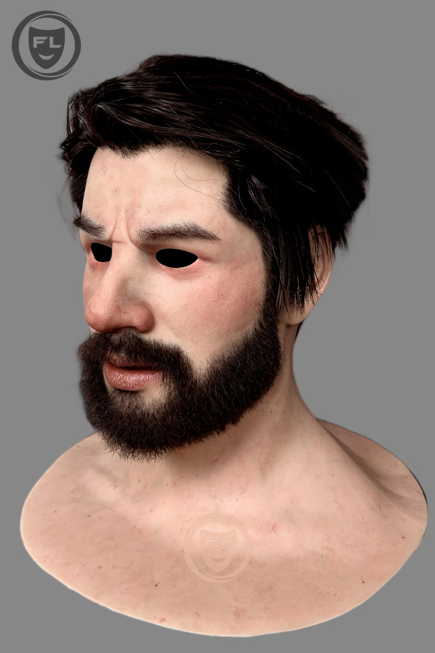 Ultra realistic male silicone mask side profile