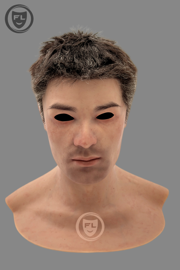 Young male silicone mask realistic facial details