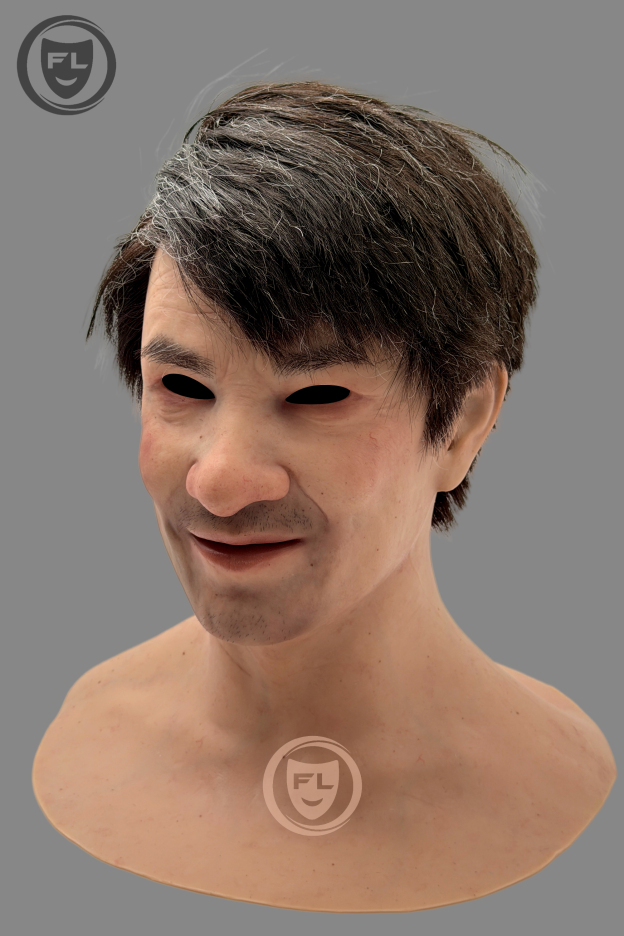 Realistic black hair silicone mask for cosplay