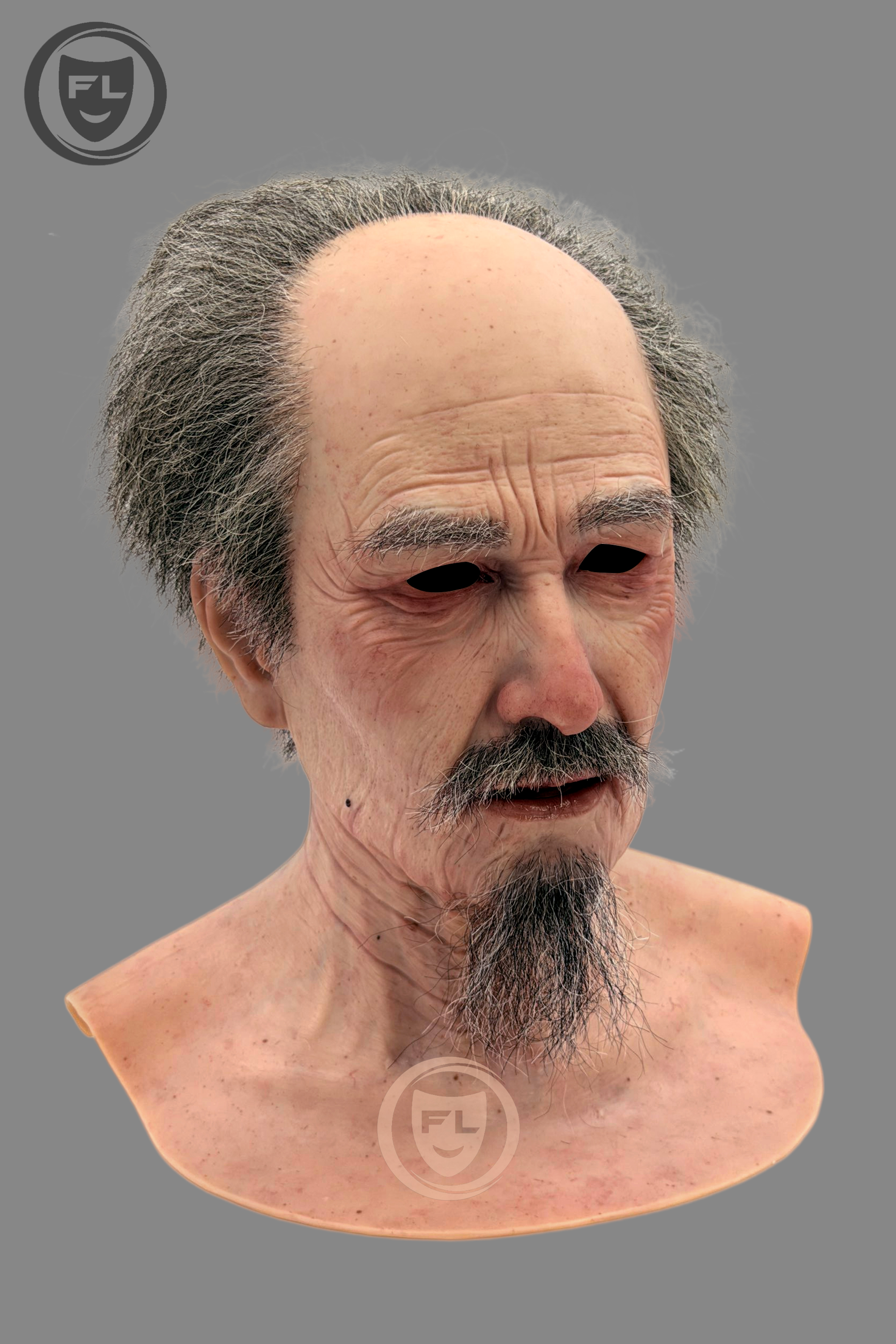 Realistic Elderly Silicone Mask – Bald Old Man Full Head Disguise