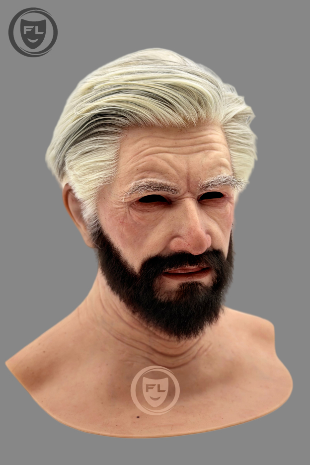 Ultra Realistic Silicone Mask with Hair and Beard Full Head Old Man Cosplay Mask