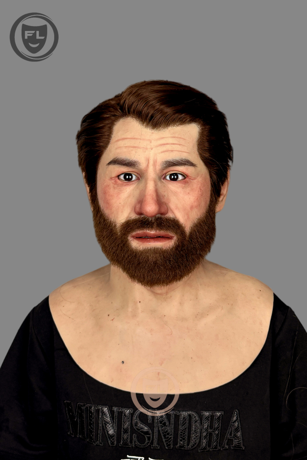 Realistic middle aged male silicone mask front view