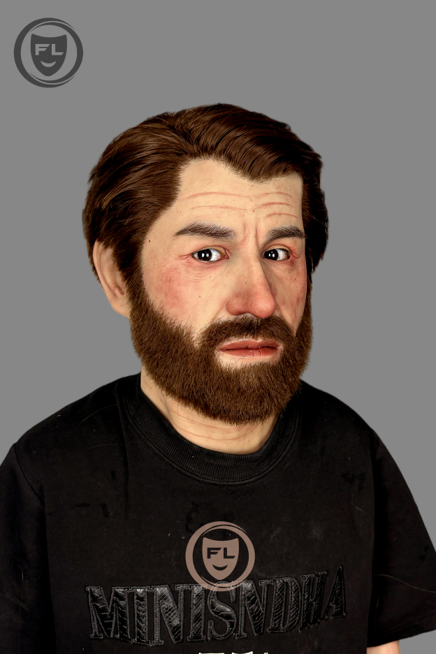 Hyper realistic middle aged silicone mask