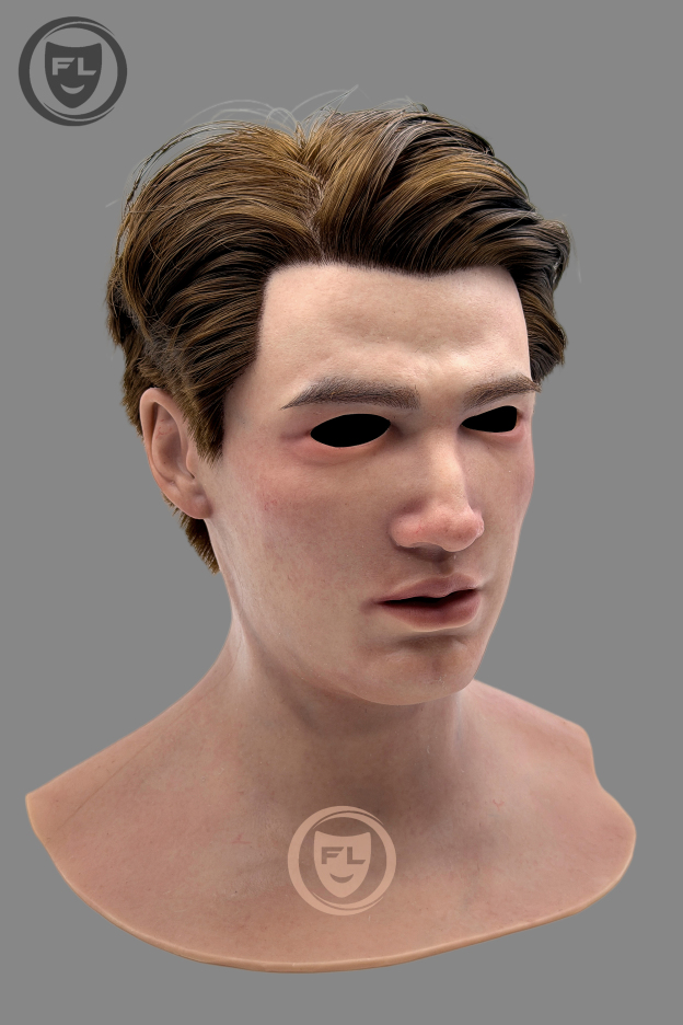 Hyper realistic male silicone mask side angle