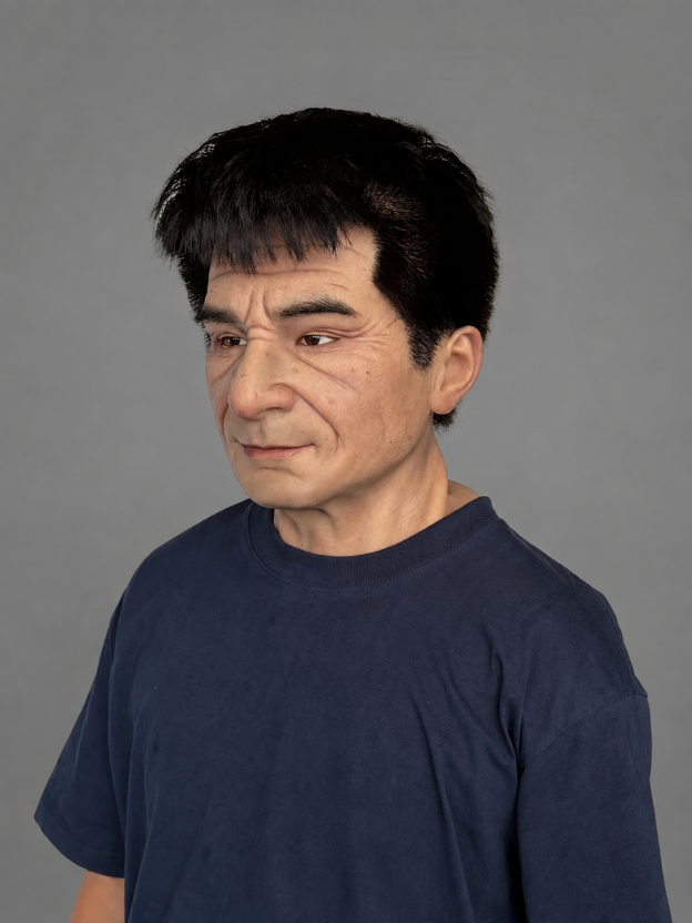 Realistic Senman Black-Haired Silicone Mask (Aged Face Silicone Mask)