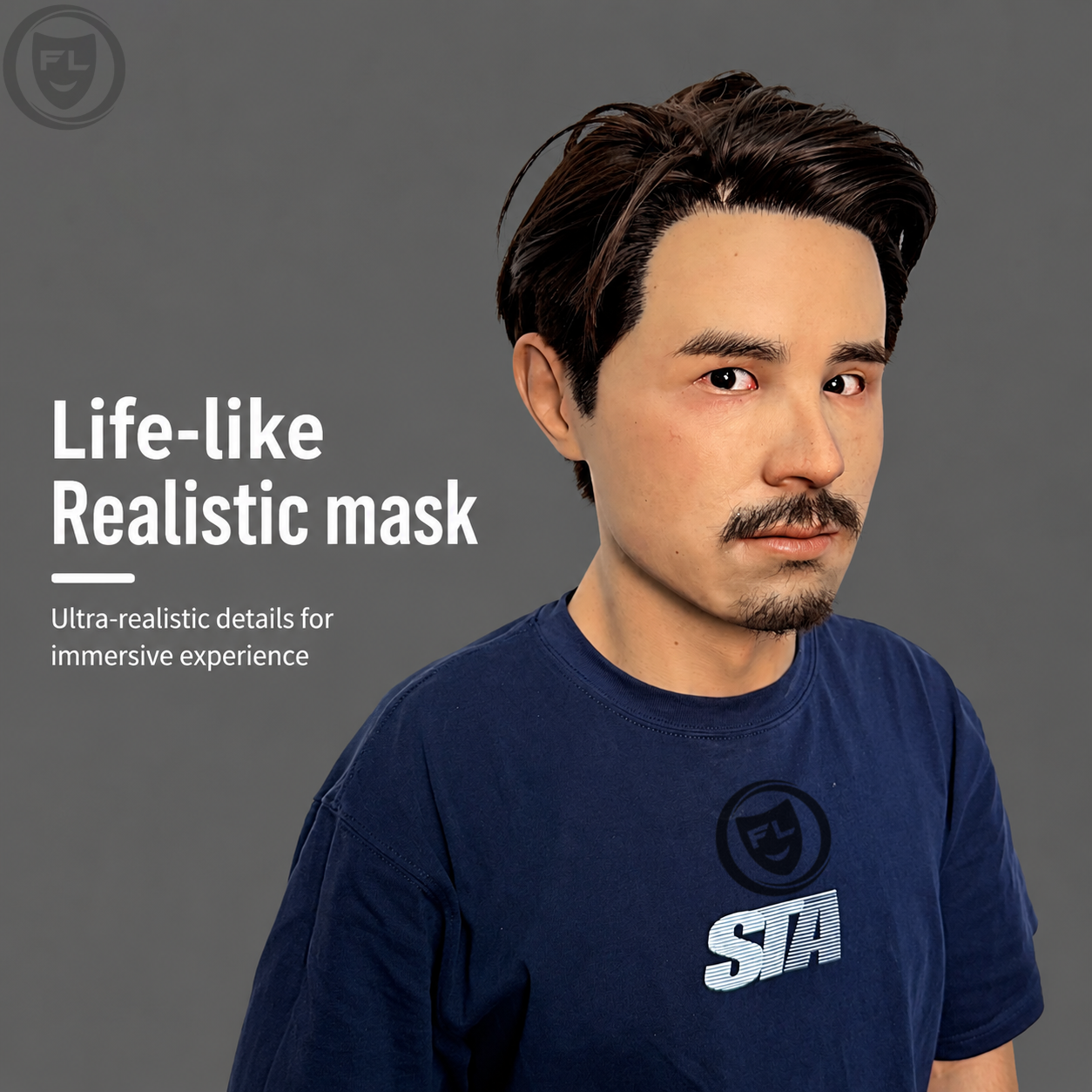 full head silicone mask worn side view