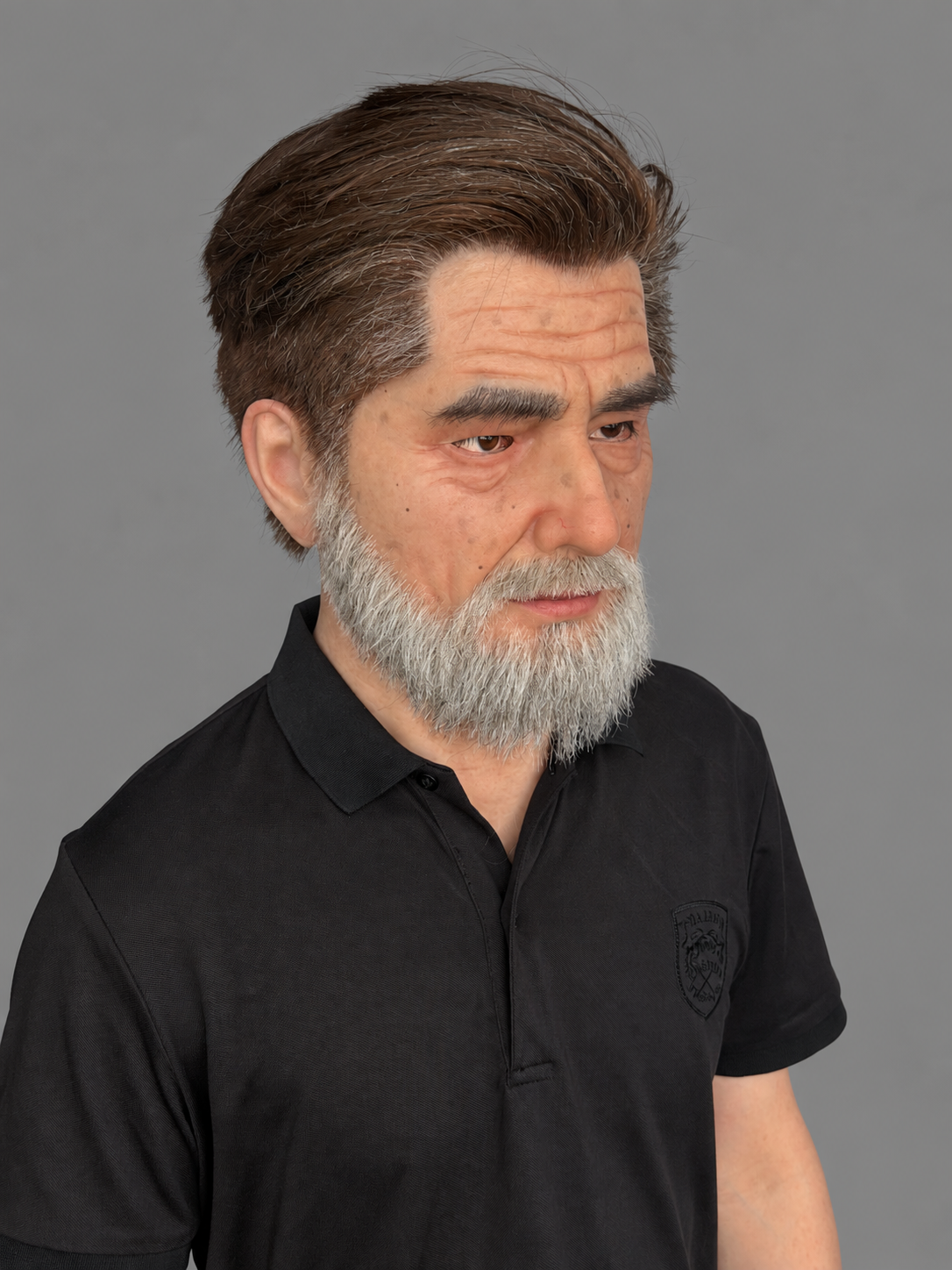 Realistic silicone old man mask with hair and beard