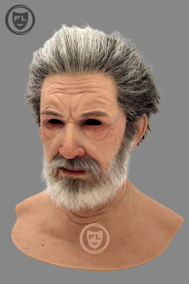 Gray hair silicone mask for cosplay and film FX