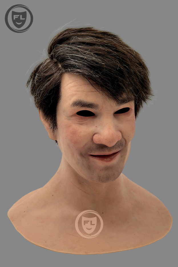 Hyper realistic male silicone mask side profile