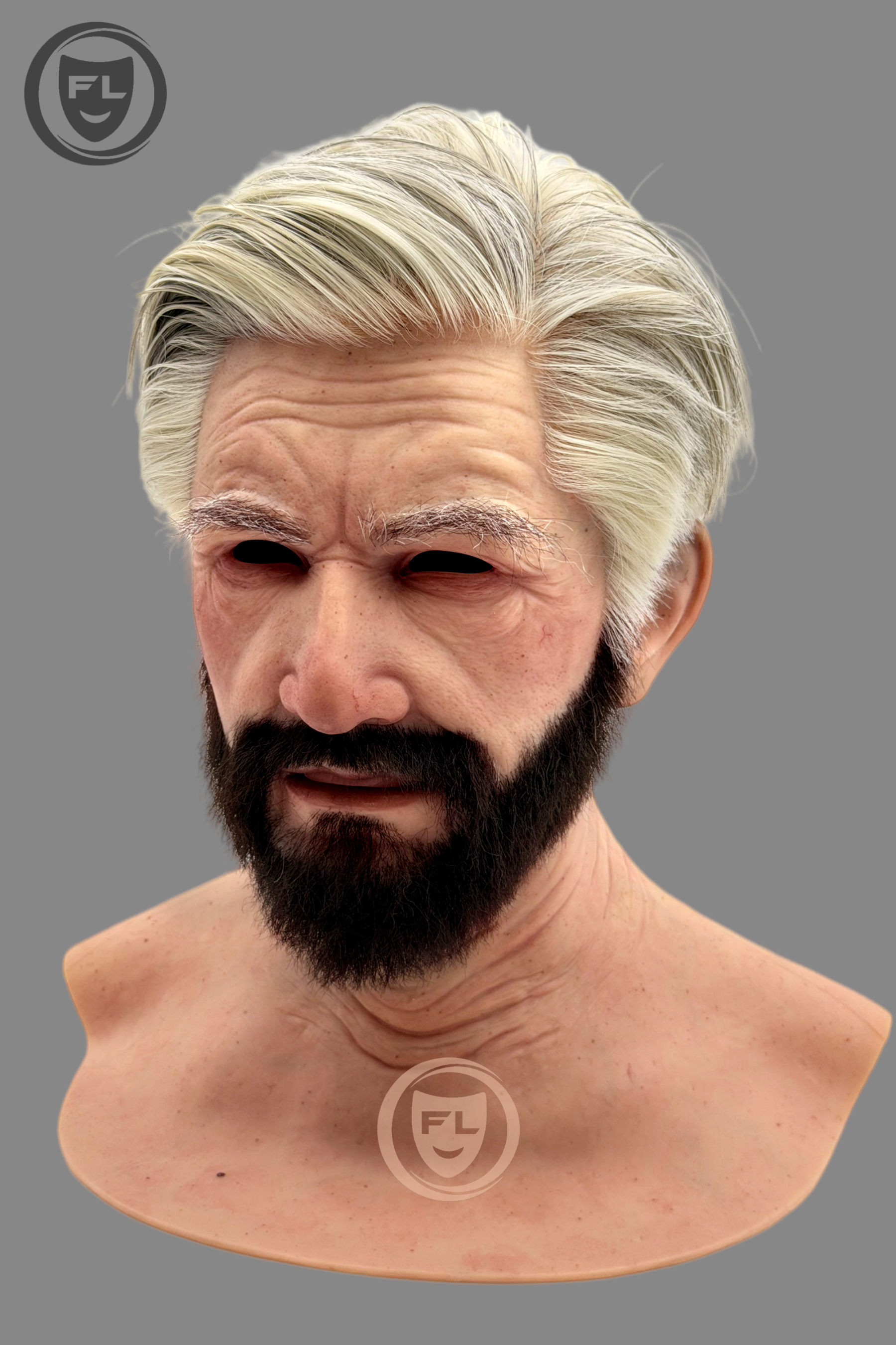Ultra Realistic Silicone Mask with Hair and Beard Full Head Old Man Cosplay Mask