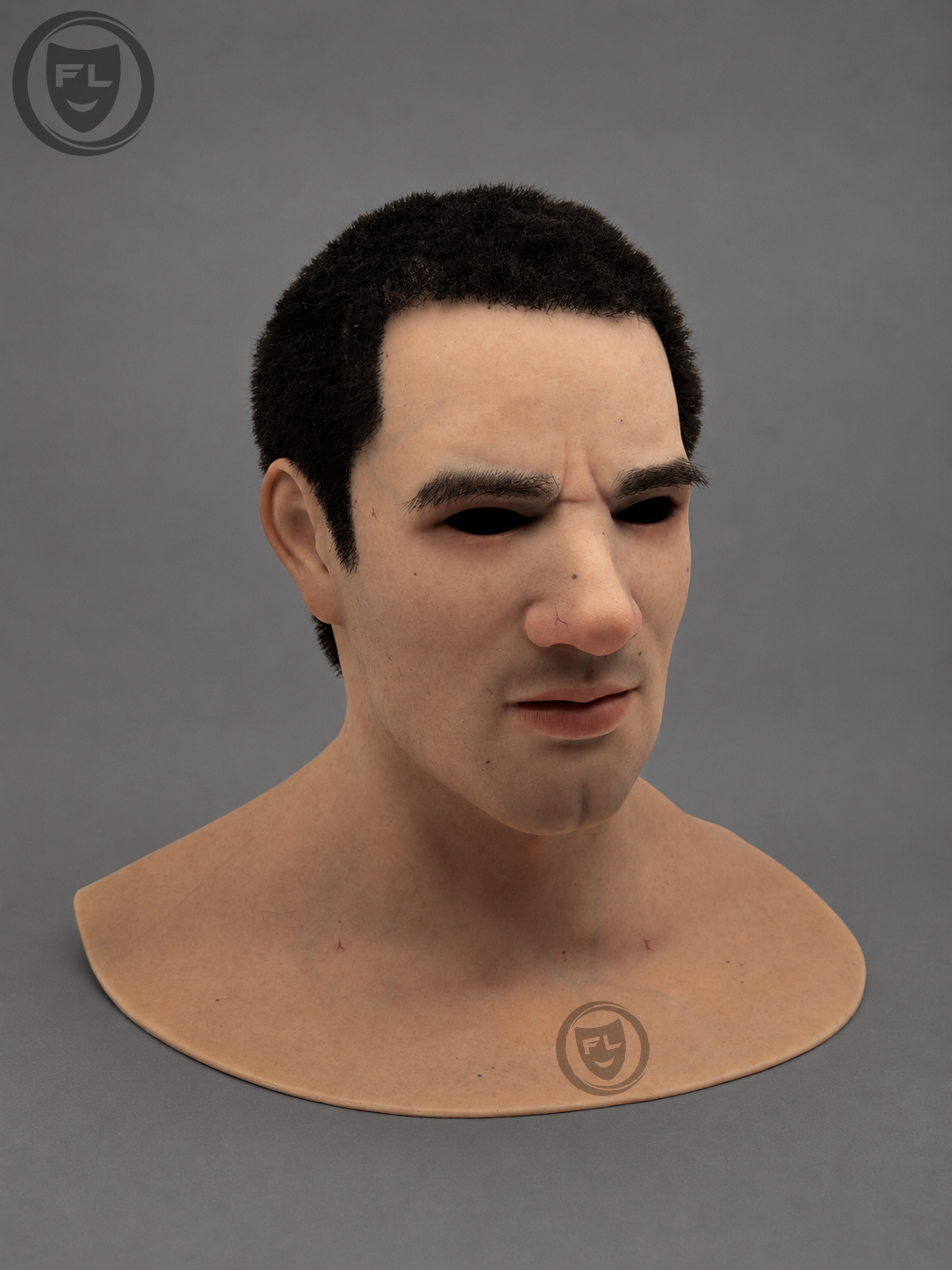 Adult male silicone mask with short hair facial details and pores