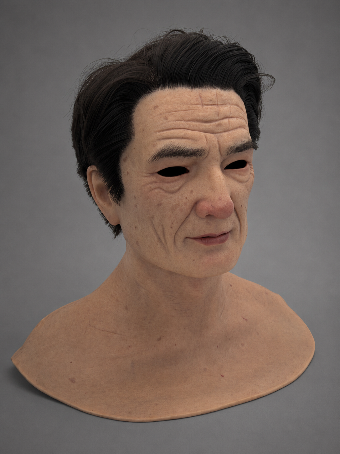 Realistic Elderly Face Jesa Silicone Mask (Black Hair)