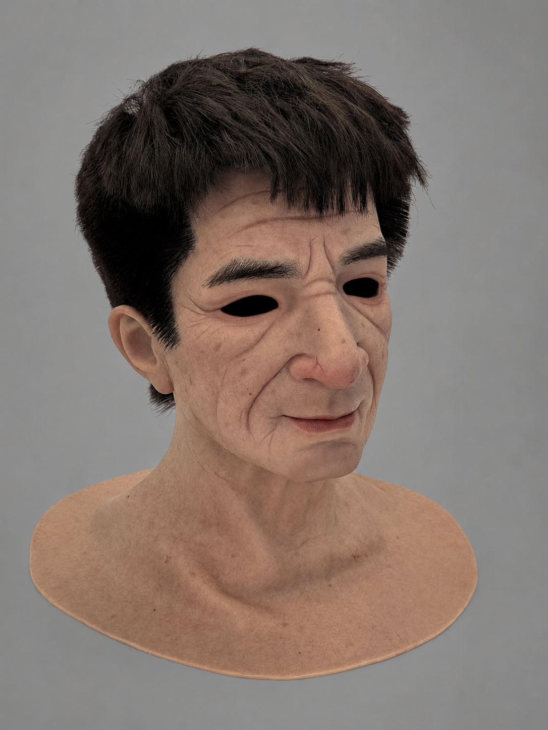 Realistic Senman Black-Haired Silicone Mask (Aged Face Silicone Mask)