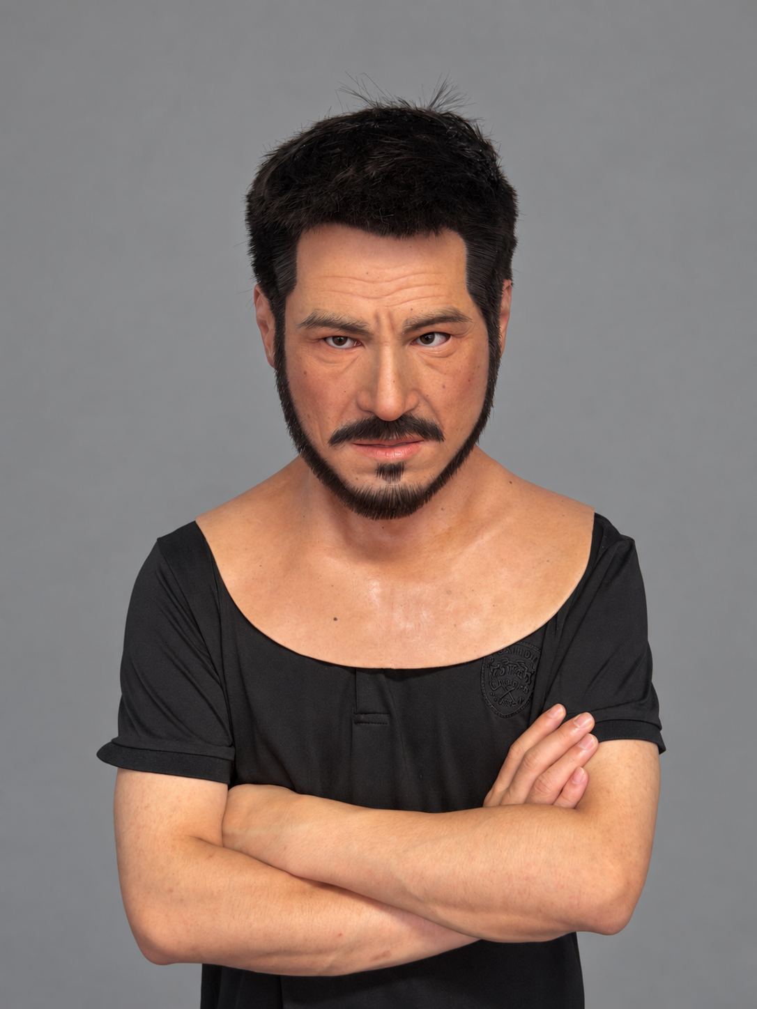 Realistic yellow-skinned silicone mask, middle-aged style