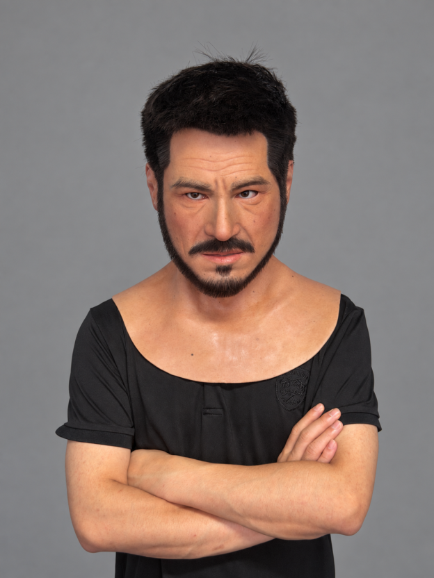 Realistic yellow-skinned silicone mask, middle-aged style
