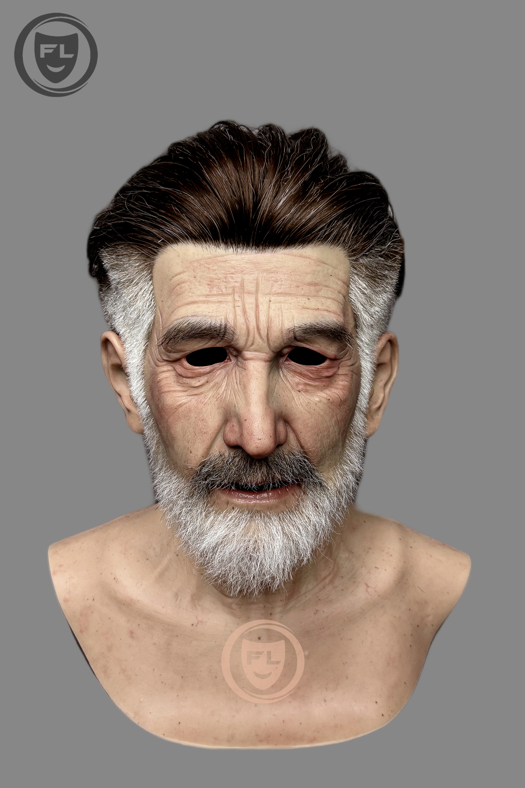 Stern Ultra Realistic Elderly Male Silicone Mask – Full Head Cosplay & Film Prop