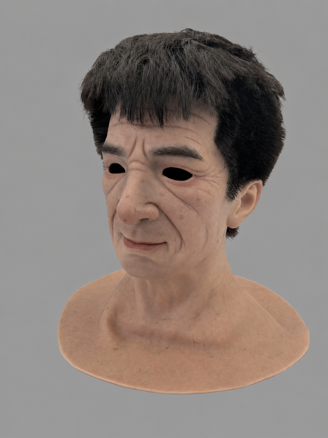 Realistic Senman Black-Haired Silicone Mask (Aged Face Silicone Mask)