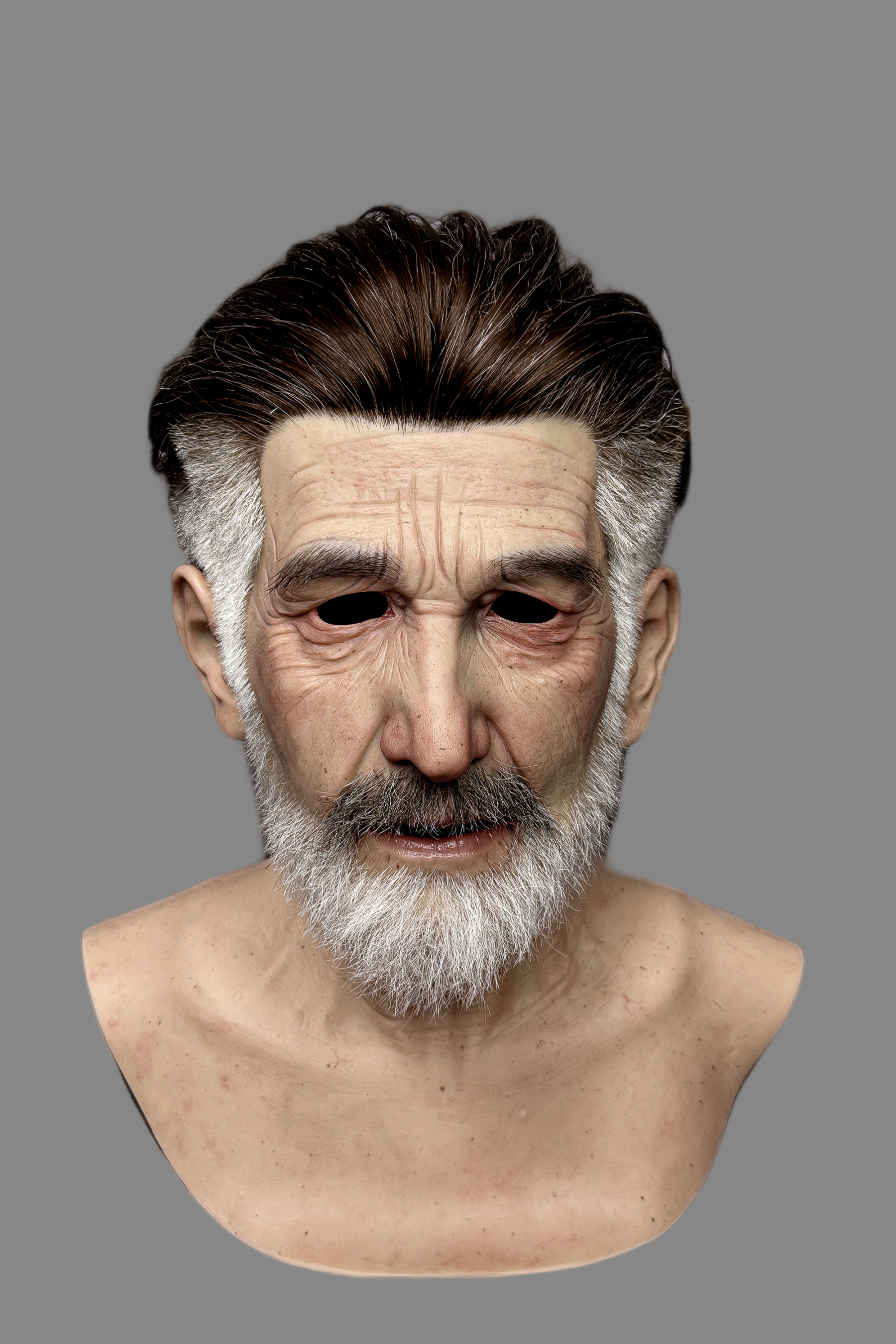 Stern Ultra Realistic Elderly Male Silicone Mask – Full Head Cosplay & Film Prop